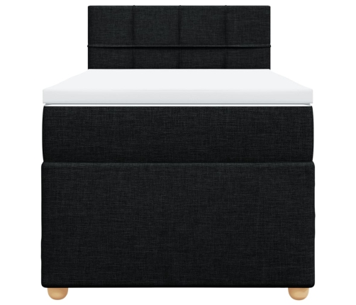 Cama box spring con colchón tela negro 90x190 cm