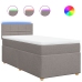 Cama box spring con colchón tela gris taupe 90x190 cm