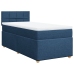 Cama box spring con colchón tela azul 90x190 cm