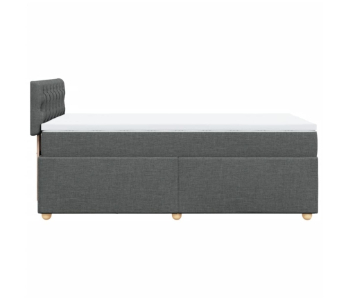 Cama box spring con colchón tela gris oscuro 90x190 cm