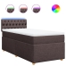 Cama box spring con colchón tela marrón oscuro 90x190 cm