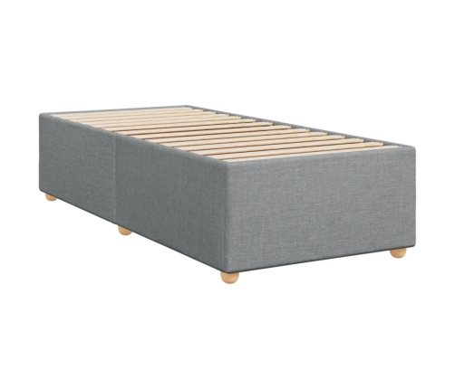 Cama box spring con colchón tela gris claro 90x190 cm