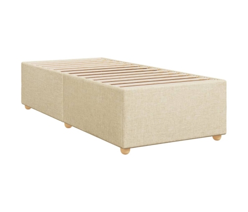 Cama box spring con colchón tela color crema 90x200 cm