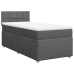 Cama box spring con colchón tela gris oscuro 90x200 cm