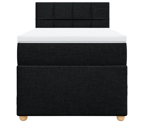 Cama box spring con colchón tela negro 90x200 cm
