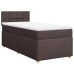 Cama box spring con colchón tela marrón oscuro 90x200 cm