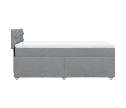 Cama box spring con colchón tela gris claro 90x200 cm