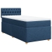 Cama box spring con colchón tela azul 90x200 cm