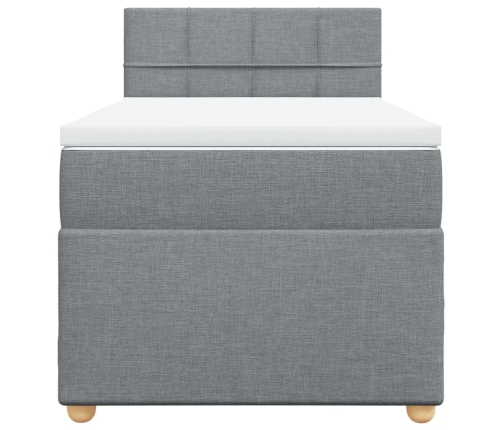 Cama box spring con colchón tela gris claro 100x200 cm