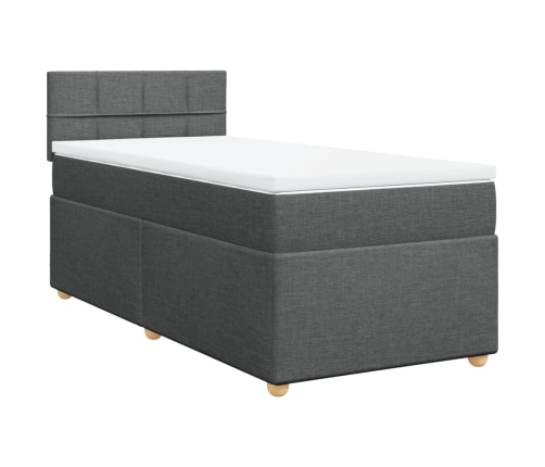 Cama box spring con colchón tela gris oscuro 100x200 cm