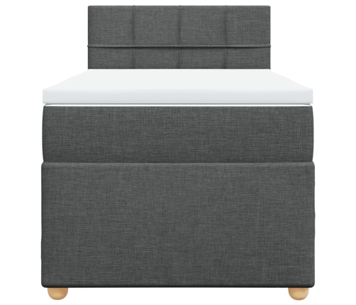 Cama box spring con colchón tela gris oscuro 100x200 cm