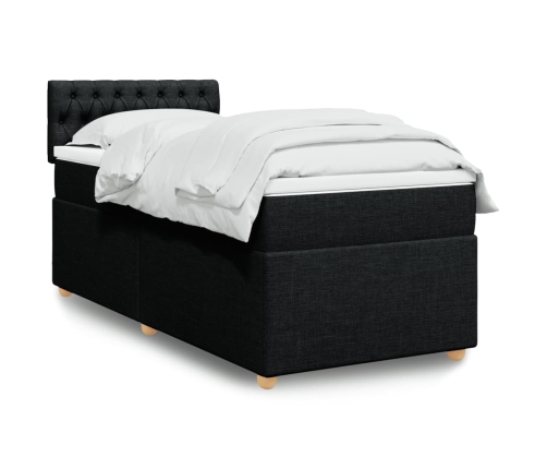 Cama box spring con colchón tela negro 100x200 cm