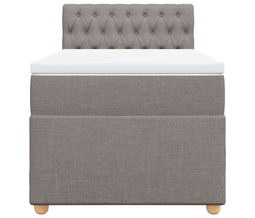 Cama box spring con colchón tela gris taupe 100x200 cm