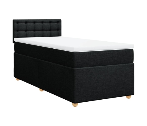 Cama box spring con colchón tela negro 100x200 cm