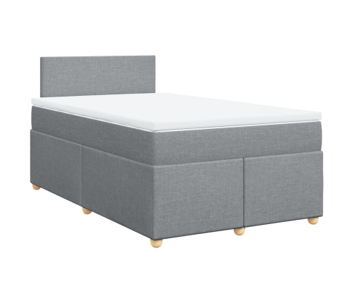 Cama box spring con colchón tela gris claro 120x190 cm