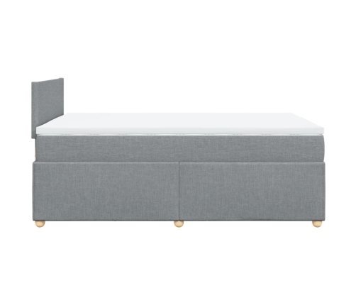 Cama box spring con colchón tela gris claro 120x190 cm