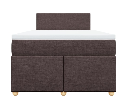 Cama box spring con colchón tela marrón oscuro 120x190 cm