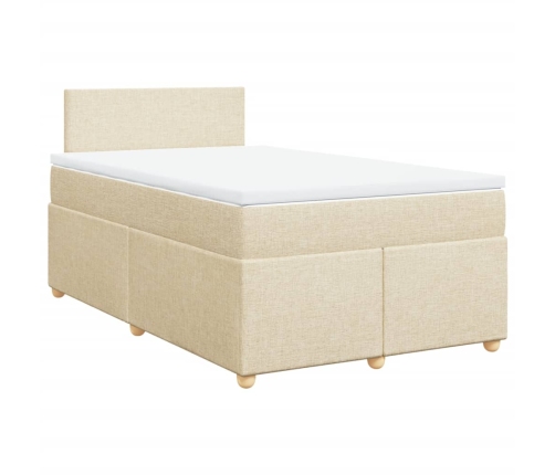 Cama box spring con colchón tela color crema 120x190 cm