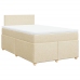 Cama box spring con colchón tela color crema 120x190 cm