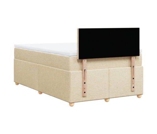 Cama box spring con colchón tela color crema 120x190 cm