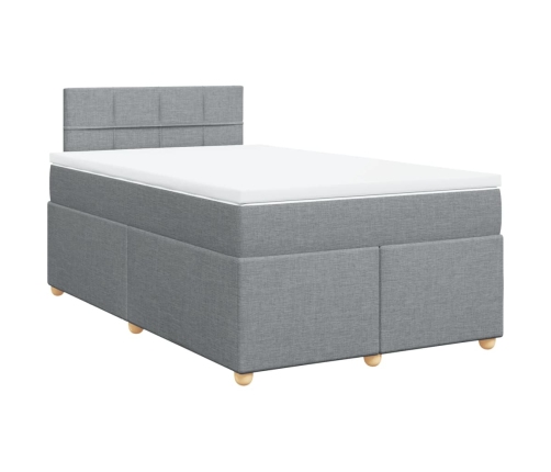 Cama box spring con colchón tela gris claro 120x190 cm