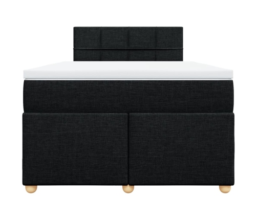 Cama box spring con colchón tela negro 120x190 cm