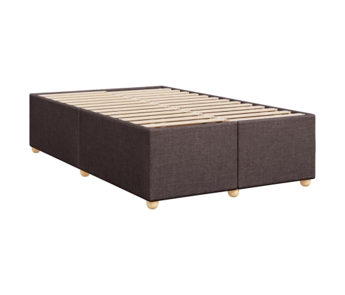 Cama box spring con colchón tela marrón oscuro 120x190 cm