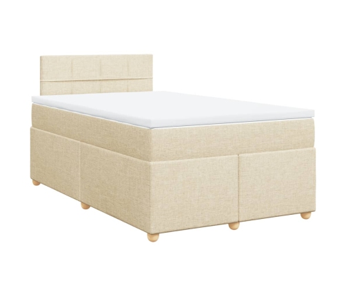 Cama box spring con colchón tela color crema 120x190 cm