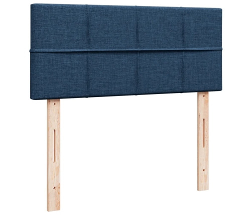 Cama box spring con colchón tela azul 120x190 cm