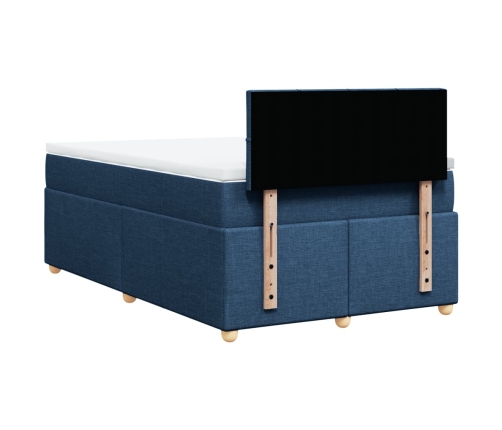 Cama box spring con colchón tela azul 120x190 cm