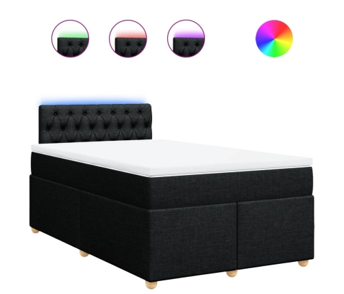 Cama box spring con colchón tela negro 120x190 cm