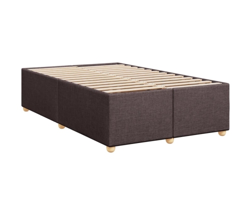 Cama box spring con colchón tela marrón oscuro 120x190 cm