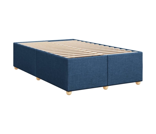 Cama box spring con colchón tela azul 120x190 cm