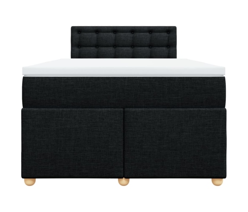 Cama box spring con colchón tela negro 120x190 cm