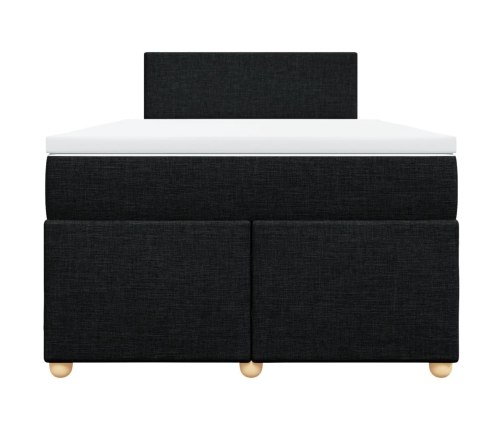 Cama box spring con colchón tela negro 120x200 cm