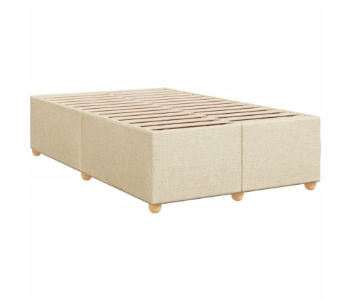 Cama box spring con colchón tela color crema 120x200 cm