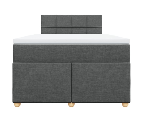 Cama box spring con colchón tela gris oscuro 120x200 cm