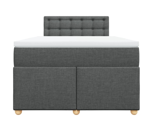 Cama box spring con colchón tela gris oscuro 120x200 cm