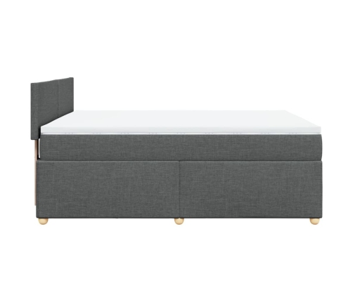 Cama box spring con colchón tela gris oscuro 140x190 cm