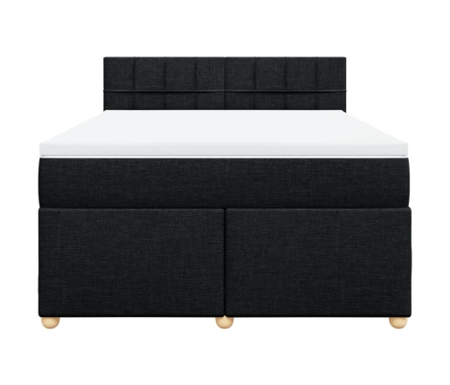 Cama box spring con colchón tela negro 140x190 cm