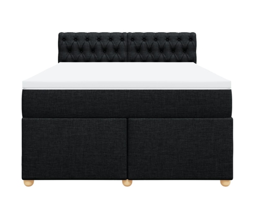 Cama box spring con colchón tela negro 140x190 cm