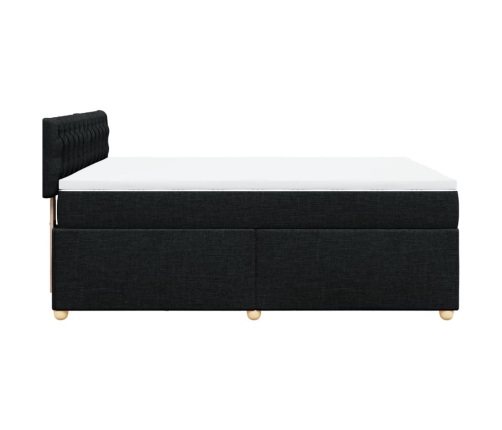 Cama box spring con colchón tela negro 140x190 cm