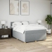 Cama box spring con colchón tela gris claro 140x190 cm