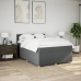 Cama box spring con colchón tela gris oscuro 140x190 cm