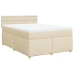 Cama box spring con colchón tela color crema 140x190 cm