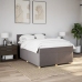 Cama box spring con colchón tela gris taupe 140x200 cm