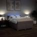 Cama box spring con colchón tela gris taupe 140x200 cm