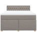 Cama box spring con colchón tela gris taupe 140x200 cm