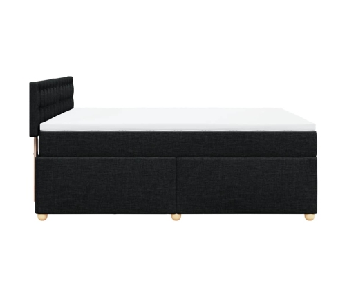 Cama box spring con colchón tela negro 140x200 cm