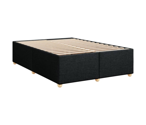 Cama box spring con colchón tela negro 140x200 cm